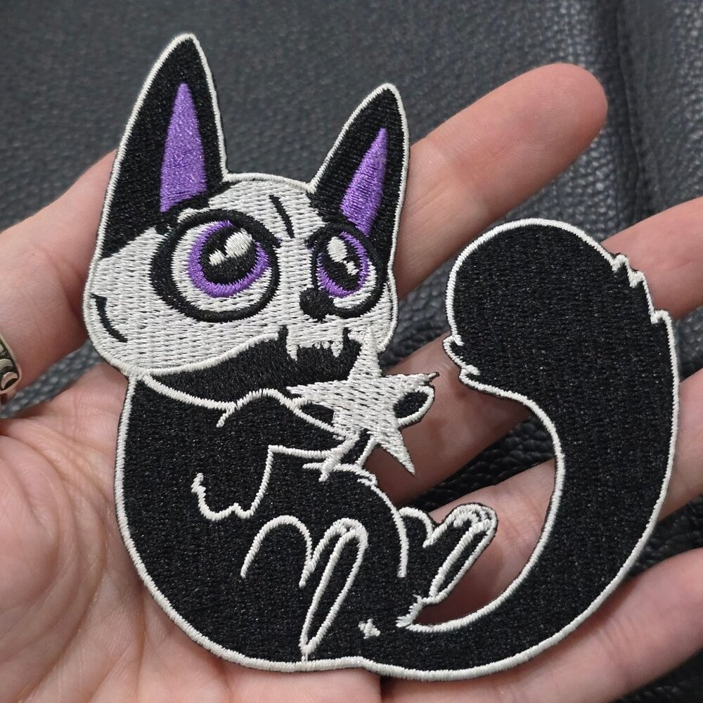 Killstar Just Playin Patch Occult Cute Cat Star Embroidered Deadstock Accessory - Picture 4 of 6